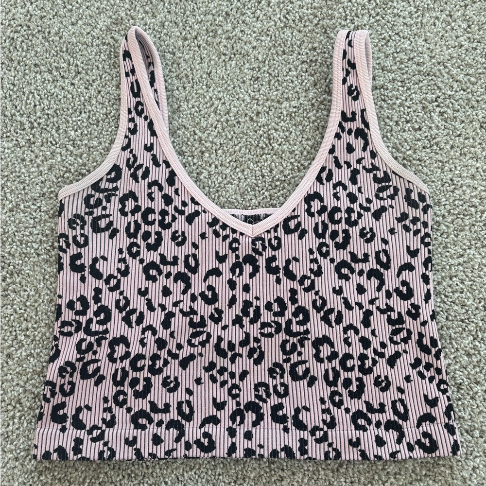 Aura Ribbed Pink and Black Leopard Print Tank Top